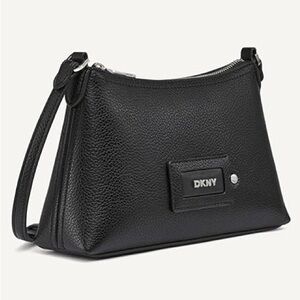 DKNY Womens Glee Crossbody Black Silver Tone